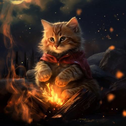Bonfire Melodies: Serene Music for Feline Companions