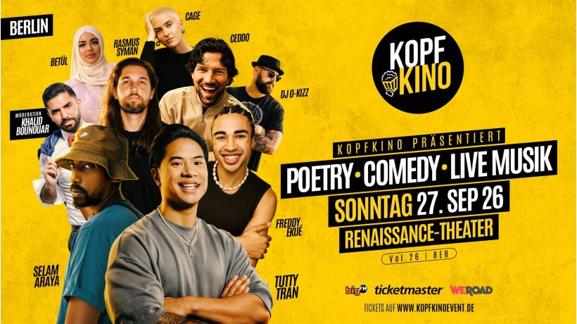 Kopfkino Vol.26: Poetry • Comedy • Live Musik in Berlin